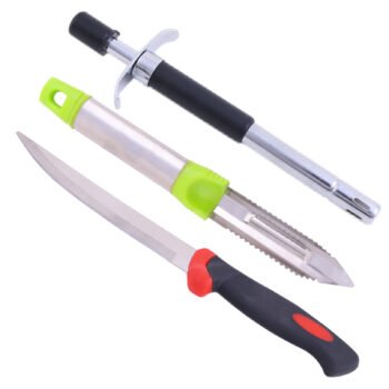 Cheforra Combo Set of Kitchen Knife + Peeler - SS + Gas Lighter - Set of 3 | Premium Stainless Steel