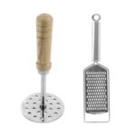 Cheforra Combo Set of Grater & Potato Masher - Set of 2 | Premium Stainless Steel | Premium