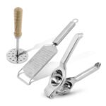 Cheforra Combo Set of Grater, Potato Masher & Lemon Squeezer - Set of 3 | Premium Stainless Steel | Premium